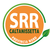 Logo aziendale SRR CALTANISSETTA cerchio arancione con contorno verde con foglia